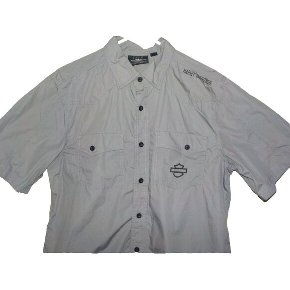 Genuine Harley-Davidson Men's Gray Ripstop Button-up Shirt Size Medium - Picture 2 of 5